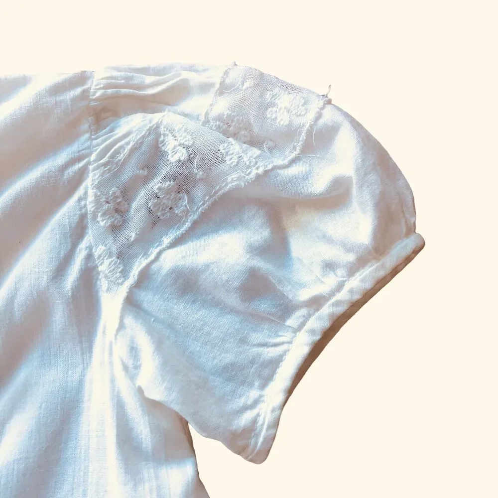 VTG Baby Christening 2 Piece -Gown And Slip Handmade Cotton Lace Baptismal Gown